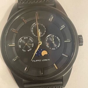 Filippo Loreti Black Watch with Moon Phase